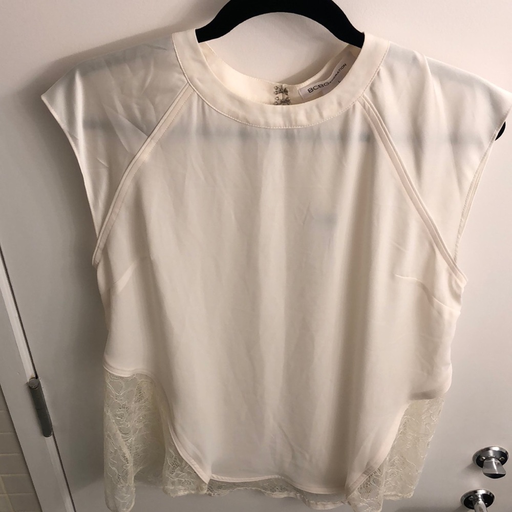 BCBG lace/silk tank top, size L NWT